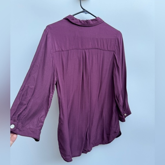 Chico’s Purple Rayon Collared Button Down Quarter Sleeve Blouse Top Size 0 US S - Picture 10 of 14